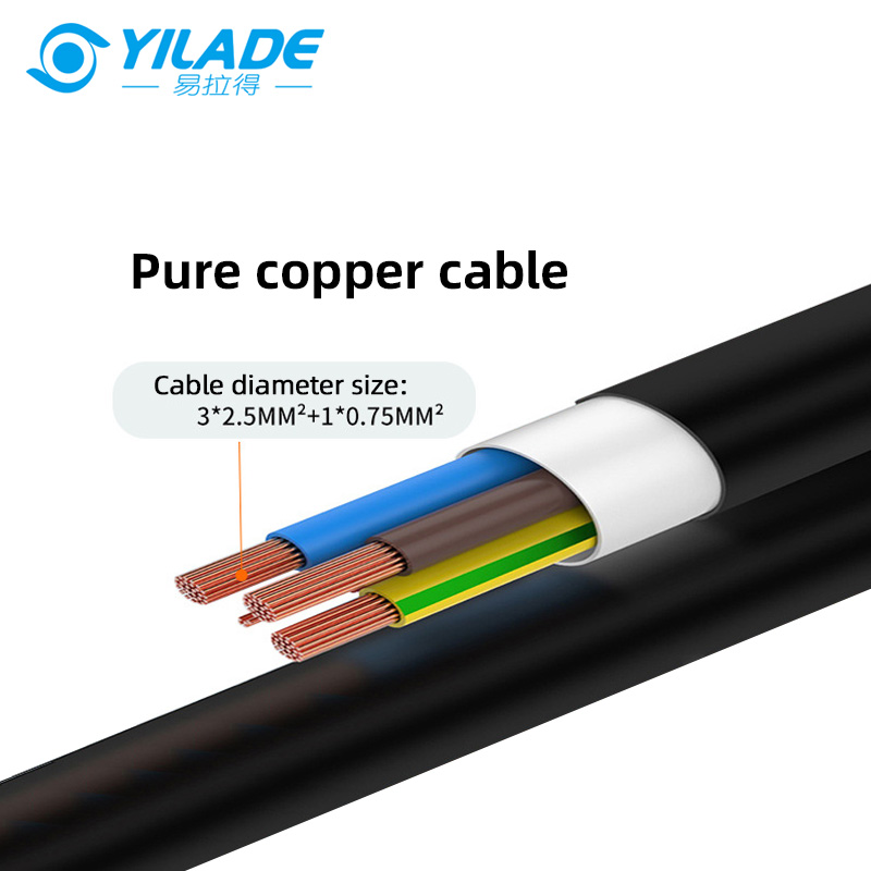 YILADE 3.5KW 22KW Type2 to Type 2 16A 32A EV Retractable Charging Cable Reel for Car